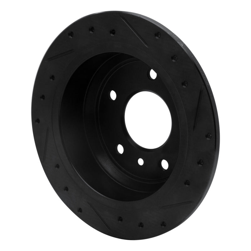 R1 Concepts R1 86-89 Jaguar Vanden Plas Rear Left Drilled & Slotted Black Brake Rotor