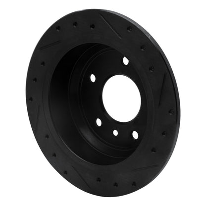 R1 Concepts R1 86-89 Jaguar Vanden Plas Rear Left Drilled & Slotted Black Brake Rotor