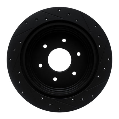 R1 Concepts R1 17-24 Nissan Titan Rear Left Drilled & Slotted Black Brake Rotor