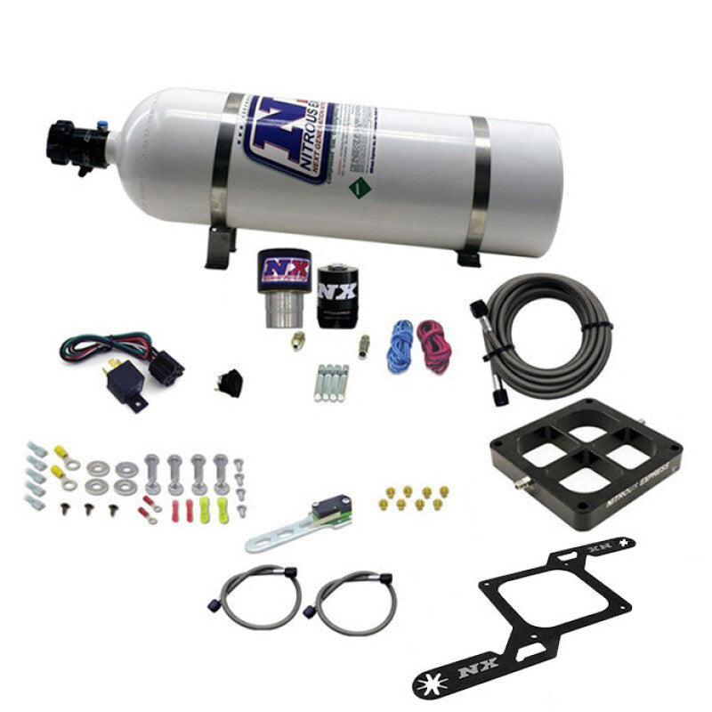 Nitrous Express Single Entry Crossbar RNC .178 4500 Flange Nitrous Kit (250-650HP) w/15lb Bottle