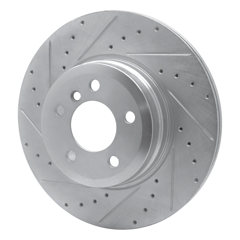 R1 Concepts R1 07-19 BMW X5 Rear Left Drilled & Slotted Silver Brake Rotor