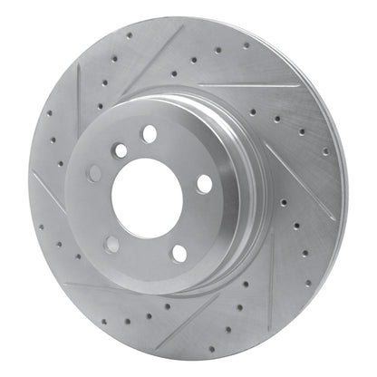 R1 Concepts R1 07-19 BMW X5 Rear Left Drilled & Slotted Silver Brake Rotor