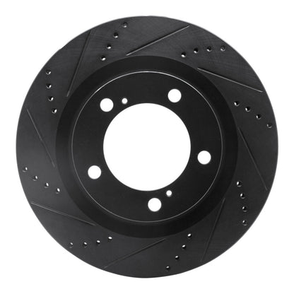 R1 Concepts R1 07-22 Lexus LX570 Front Left Drilled & Slotted Black Brake Rotor