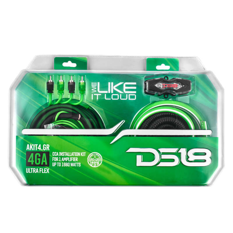 DS18 4-GA Amplifier Install Kit Advance- Green