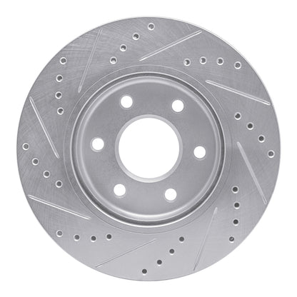 R1 Concepts R1 05-21 Nissan Frontier Front Right Drilled & Slotted Silver Brake Rotor