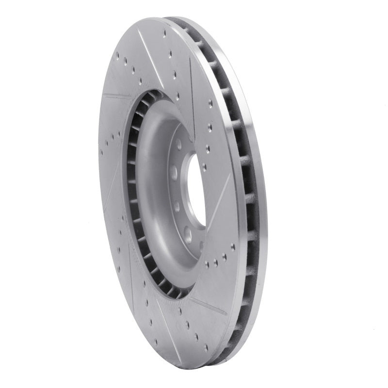 R1 Concepts R1 2017-2025 Alfa Romeo Stelvio Front Left Drilled & Slotted Silver Brake Rotor