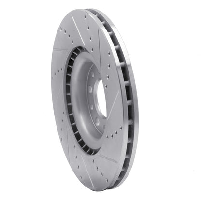 R1 Concepts R1 2017-2025 Alfa Romeo Stelvio Front Left Drilled & Slotted Silver Brake Rotor