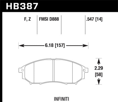 Hawk Performance Hawk 06-09 350z/ 05-08 G35 w/o Brembo Performance Ceramic Street Front Brake Pads