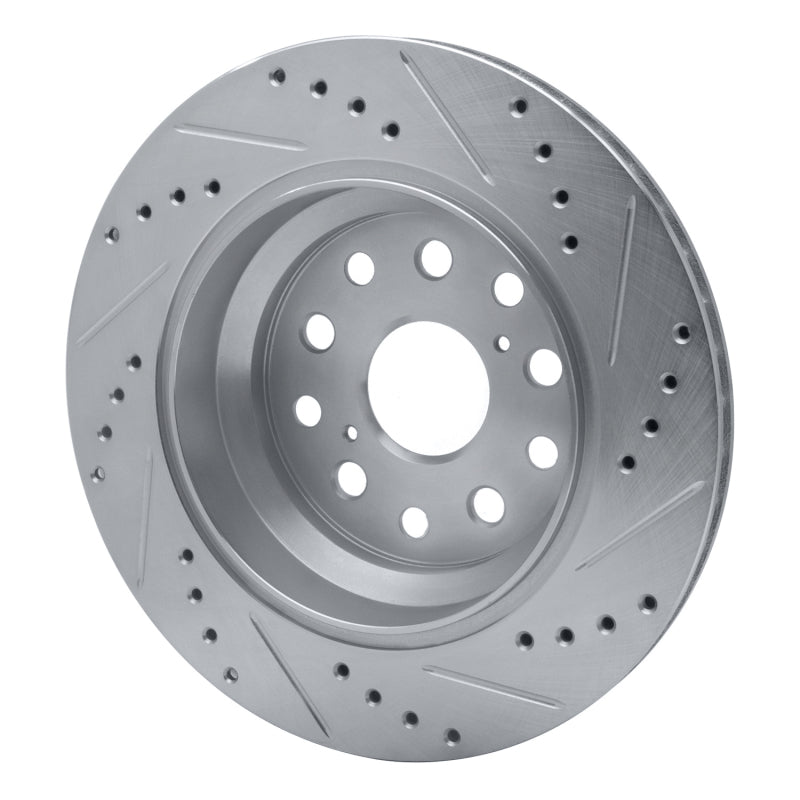 R1 Concepts R1 07-17 Lexus LS460 Rear Left Drilled & Slotted Silver Brake Rotor