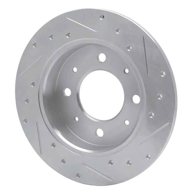 R1 Concepts R1 04-09 Kia Spectra5 Rear Left Drilled & Slotted Silver Brake Rotor