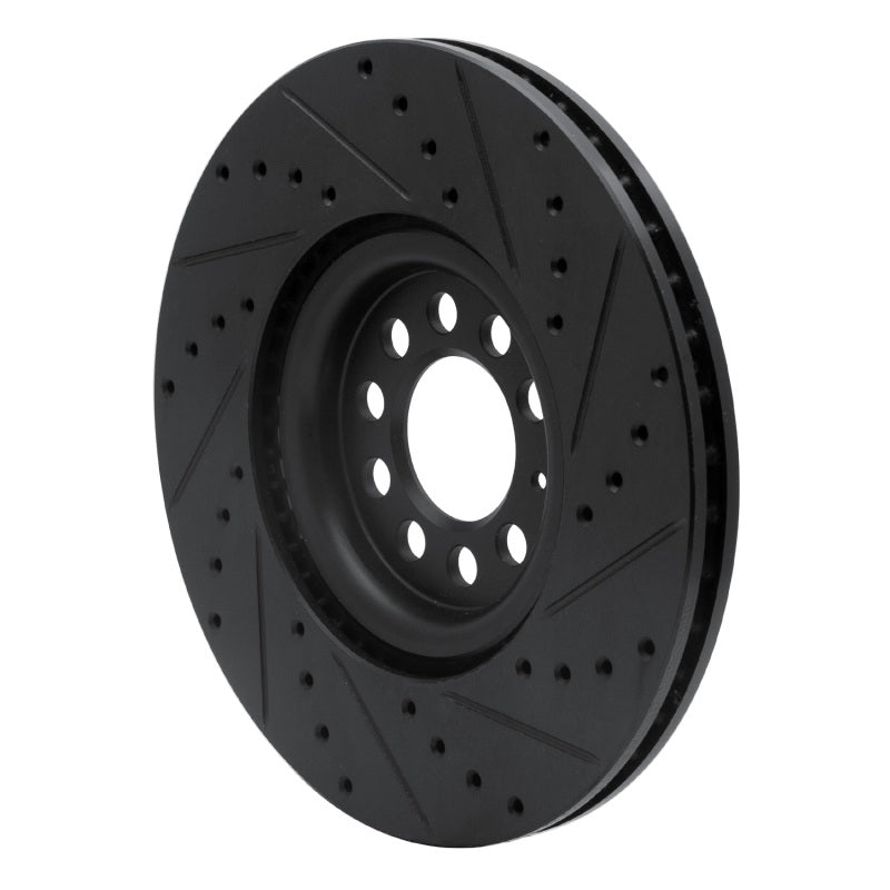 R1 Concepts R1 00-06 Audi TT Quattro Front Left Drilled & Slotted Black Brake Rotor