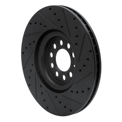 R1 Concepts R1 00-06 Audi TT Quattro Front Left Drilled & Slotted Black Brake Rotor