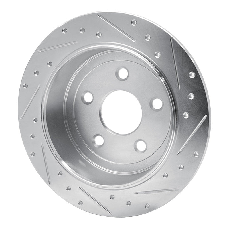 R1 Concepts R1 07-18 Jeep Wrangler Rear Left Drilled & Slotted Silver Brake Rotor