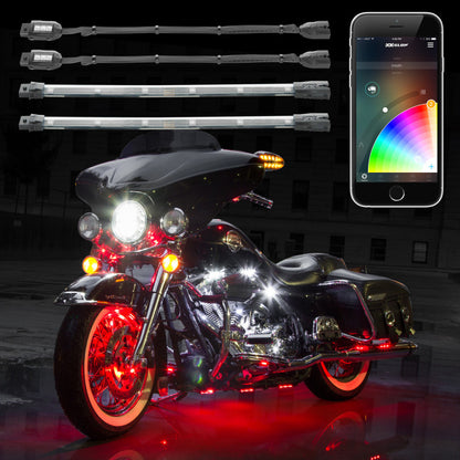 XKGLOW XK Glow Strip Million Color XKCHROME Smartphone App ATV/Motorcycle LED Light Kit 6xPod + 2x10In