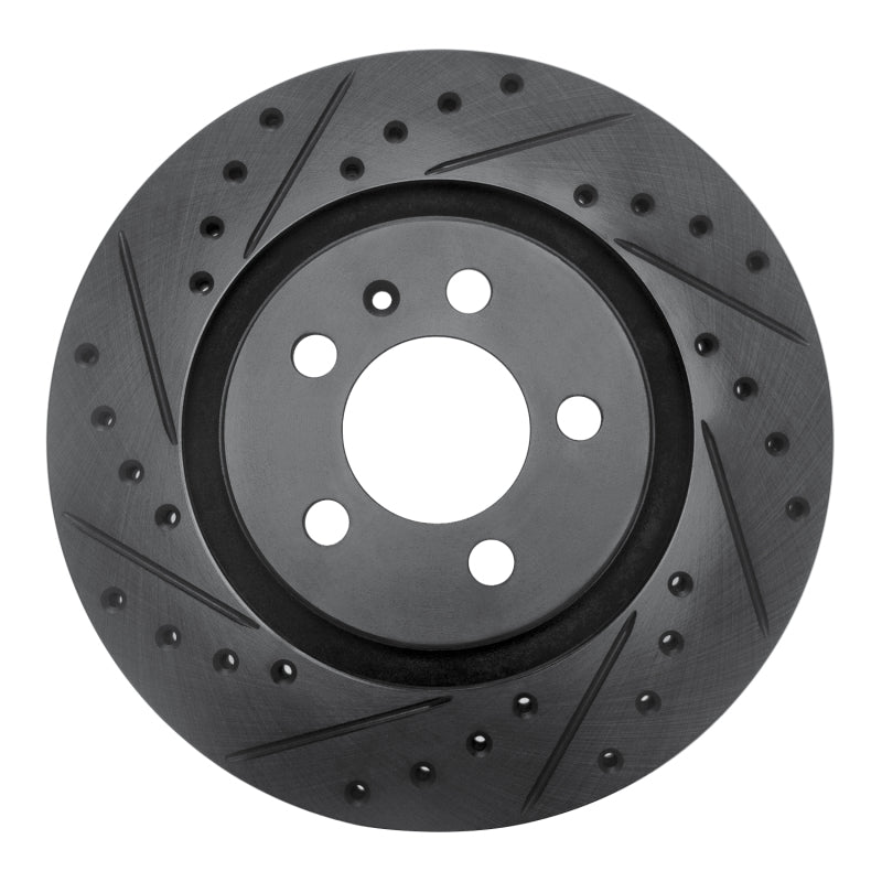 R1 Concepts R1 92-95 Volkswagen Jetta Sedan Front Left Drilled & Slotted Black Brake Rotor
