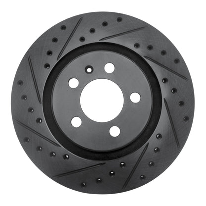 R1 Concepts R1 92-95 Volkswagen Jetta Sedan Front Left Drilled & Slotted Black Brake Rotor