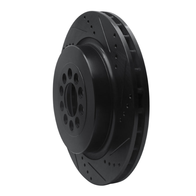 R1 Concepts R1 03-05 Jaguar S-Type Front Right Drilled & Slotted Black Brake Rotor