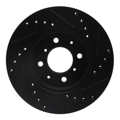 R1 Concepts R1 90-17 Acura EL Front Left Drilled & Slotted Black Brake Rotor