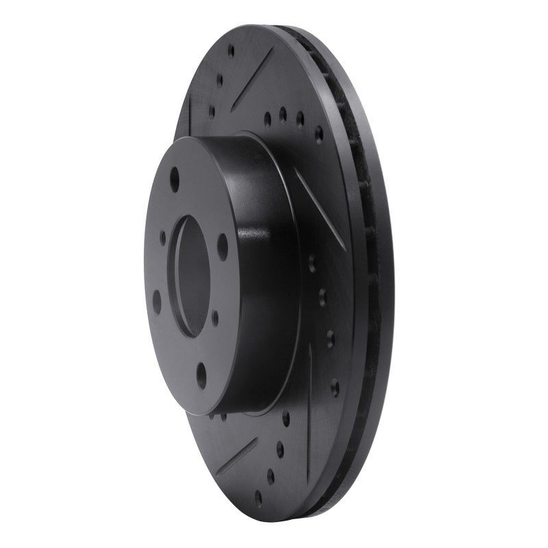 R1 Concepts R1 99-07 Suzuki Aerio Front Left Drilled & Slotted Black Brake Rotor
