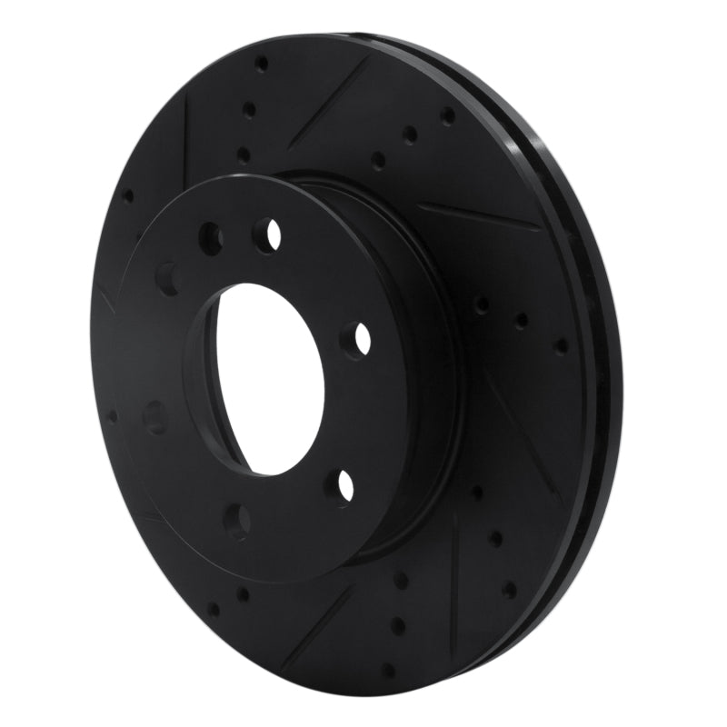 R1 Concepts R1 06-25 American Coach Patriot Front Left Drilled & Slotted Black Brake Rotor