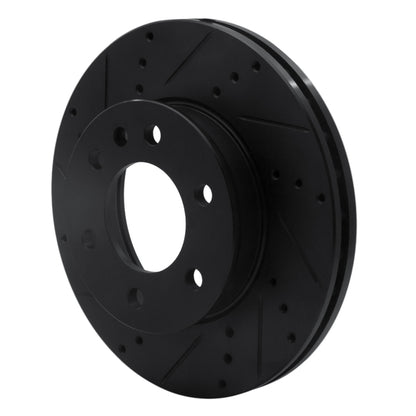 R1 Concepts R1 06-25 American Coach Patriot Front Left Drilled & Slotted Black Brake Rotor