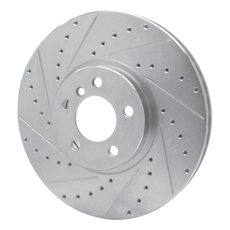R1 Concepts R1 02-06 BMW X5 Front Left Drilled & Slotted Silver Brake Rotor