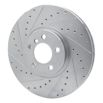 R1 Concepts R1 02-06 BMW X5 Front Left Drilled & Slotted Silver Brake Rotor