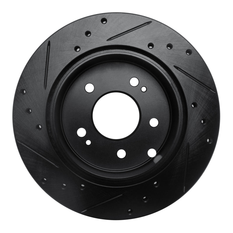 R1 Concepts R1 06-12 Mitsubishi Eclipse Rear Right Drilled & Slotted Black Brake Rotor