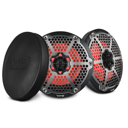 DS18 NXL-M Series Speaker w/ RGB LED Lights 8in 2-Way 125 Watts RMS 4 ohm Black Crbn Fiber w/ Cover