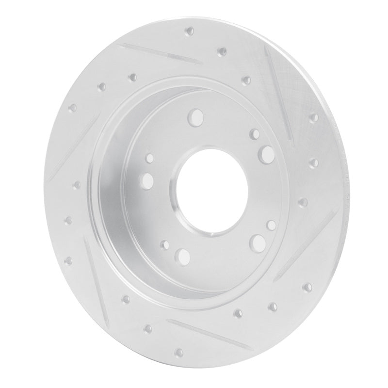 R1 Concepts R1 06-15 Honda Civic Si Rear Left Drilled & Slotted Silver Brake Rotor