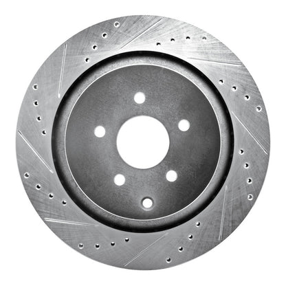 R1 Concepts R1 09-24 Infiniti Q50 Rear Left Drilled & Slotted Silver Brake Rotor