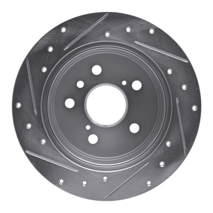 R1 Concepts R1 12-18 Lexus ES300H Rear Right Drilled & Slotted Silver Brake Rotor