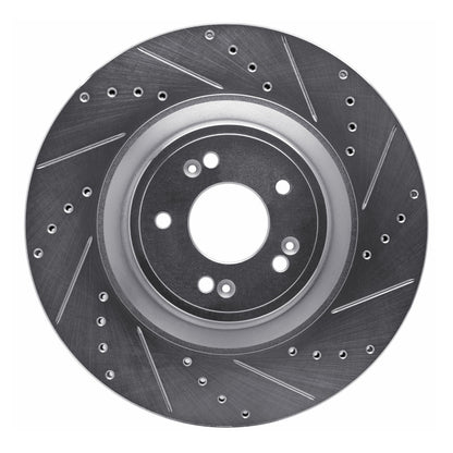 R1 Concepts R1 18-20 Genesis G80 Front Right Drilled & Slotted Silver Brake Rotor