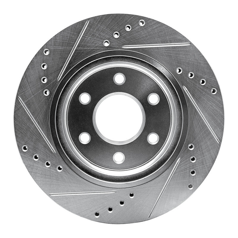 R1 Concepts R1 2005-2025 Nissan Xterra Front Right Drilled & Slotted Silver Brake Rotor