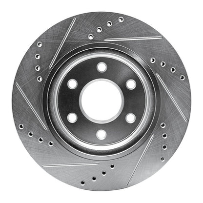 R1 Concepts R1 2005-2025 Nissan Xterra Front Right Drilled & Slotted Silver Brake Rotor