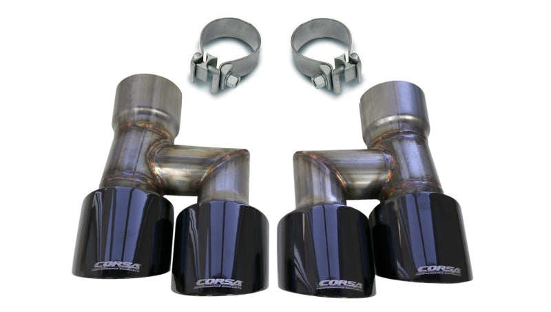 CORSA Performance Corsa 2018-2023 Ford Mustang Eco 2.3L Twin 4in Black PVD Pro-Series Tip Kit (Clamps Included)
