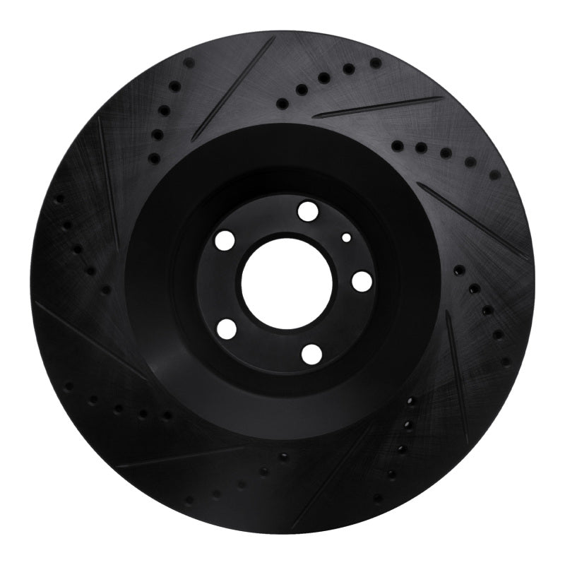 R1 Concepts R1 05-11 Audi A6 Quattro Front Right Drilled & Slotted Black Brake Rotor