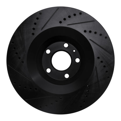 R1 Concepts R1 05-11 Audi A6 Quattro Front Right Drilled & Slotted Black Brake Rotor