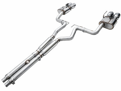 AWE Tuning AWE 2024 Ford Mustang GT Fastback S650 RWD SwitchPath Cat-Back Exhaust w/ Quad Chrome Silver Tips