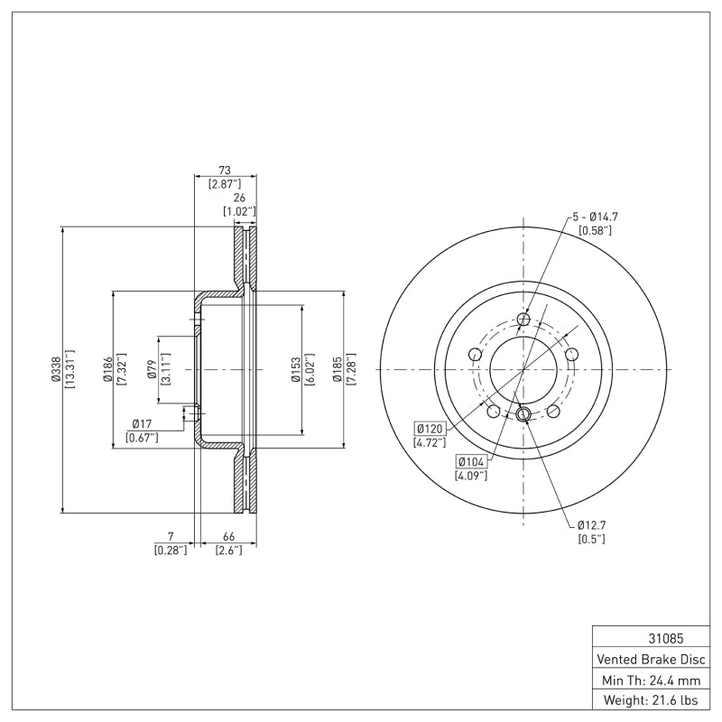 DFC 06-13 BMW 135IS Front Brake Rotor