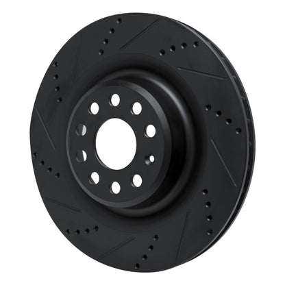 R1 Concepts R1 12-21 Tesla Model X Rear Left Drilled & Slotted Black Brake Rotor