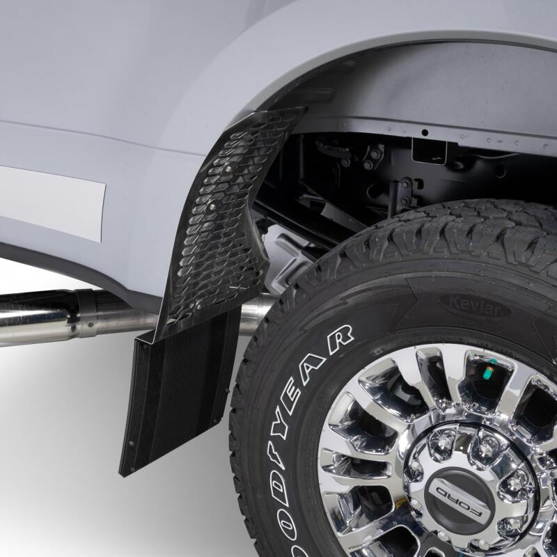 Putco 17-20 Ford SuperDuty - Set of 2 (Excl Dually Rear) Mud Skins - Polished SS w/ Hex Shield