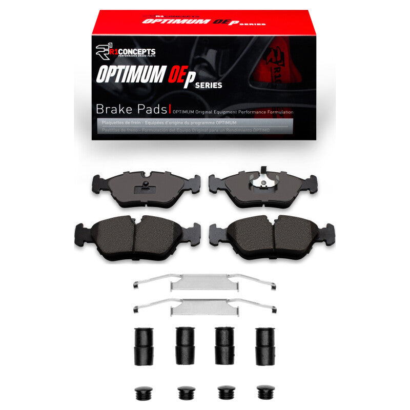 R1 Concepts R1 82-91 BMW 528E Front Optimum OE Pads & Hardware Kit