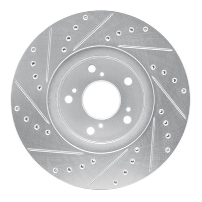 R1 Concepts R1 99-14 Acura TSX Front Right Drilled & Slotted Silver Brake Rotor