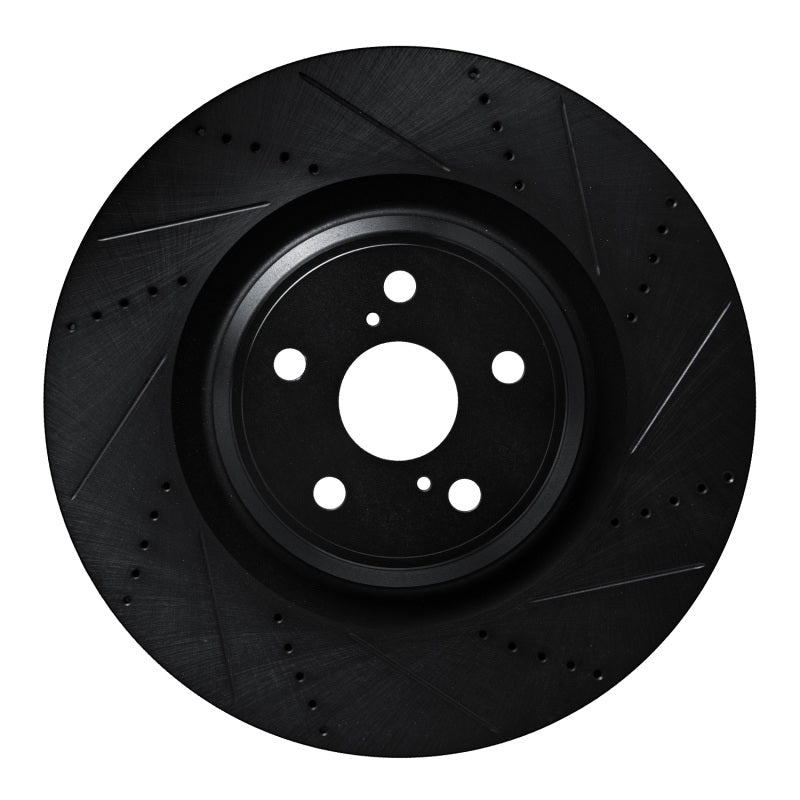 R1 Concepts R1 10-17 Lexus LS460 Left Front Drilled & Slotted Black Brake Rotor