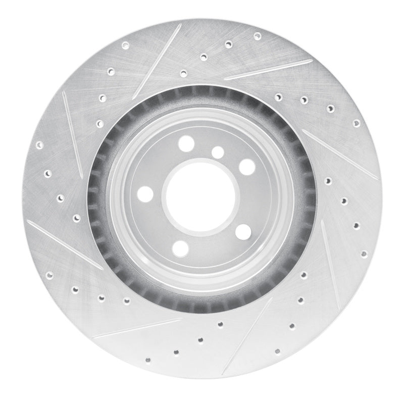 R1 Concepts R1 09-19 BMW ALPINA B7 Rear Right Drilled & Slotted Silver Brake Rotor