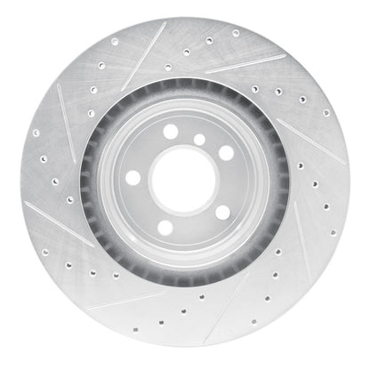 R1 Concepts R1 09-19 BMW ALPINA B7 Rear Right Drilled & Slotted Silver Brake Rotor
