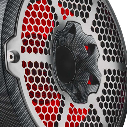 DS18 Hybrid Marine Speakers w/ Driver And RGB LED 10in 2-Way 450 Watts RMS 4 ohm Crbn Fiber w/ Cover