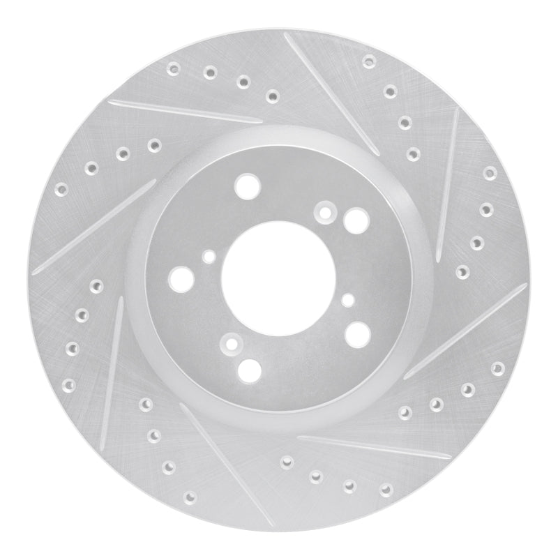 R1 Concepts R1 06-14 Honda Ridgeline Front Right Drilled & Slotted Silver Brake Rotor