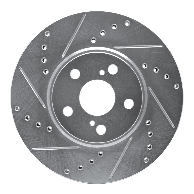 R1 Concepts R1 94-99 Toyota Celica Front Left Drilled & Slotted Silver Brake Rotor